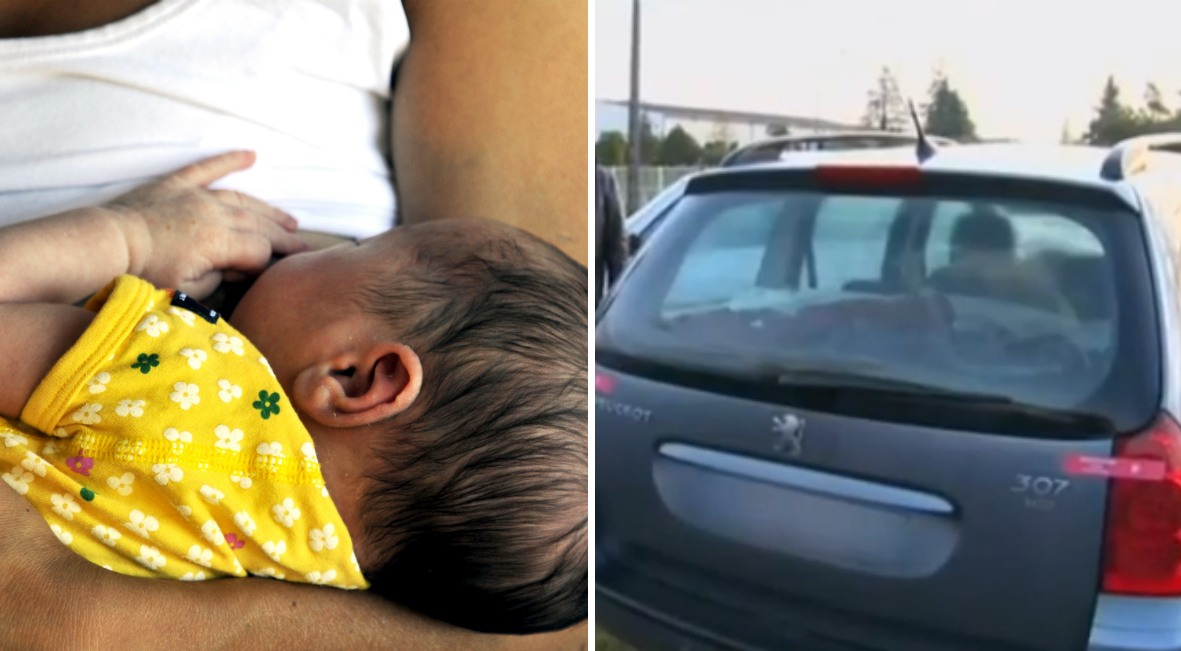 Bebisen hittades i en bil.